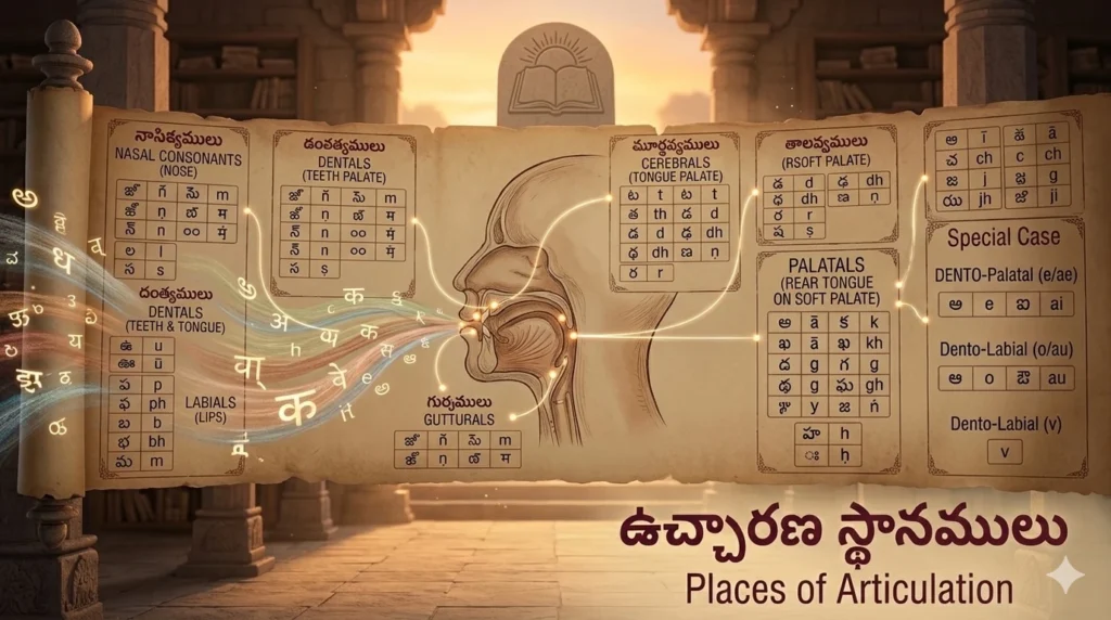 ఉచ్చారణ స్థానములు – అక్షర శబ్దాల వైజ్ఞానిక రహస్యము – Places of Articulation